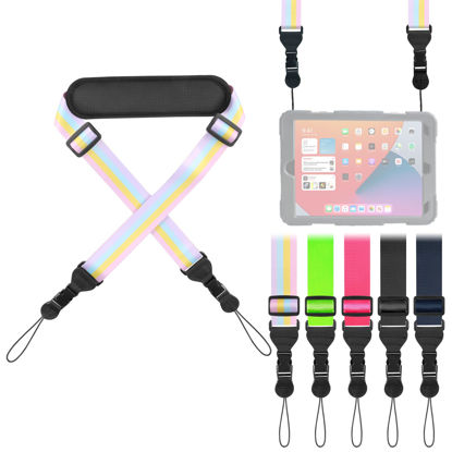 Picture of FIEIL Universal Shoulder Strap, Neoprene Padded Bag Strap with Double Adjustable Buckles, Replacement Neck Lanyard for Camera, Cellphone Tablet,iPad, Laptop, Binocular, Luggage Bag(Rainbow Colored)