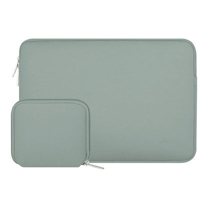 Picture of MOSISO Laptop Sleeve Compatible with MacBook Air 15 inch M3 A3114 M2 A2941 2023 2024/Pro 15 A1990 A1707, Surface Laptop 15, Dell XPS 15, HP Stream 14 inch, Neoprene Bag with Small Case, Antique Green