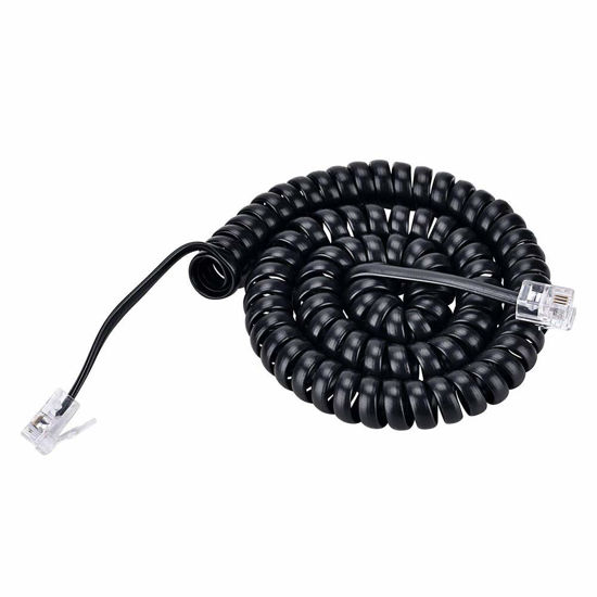 Picture of SAISN Telephone Handset Cord Landline Reciever RJ9 Coile Cable High Elastic Phone Curly Cord 10 Foot Uncoiled (1.2 Foot Coiled) - Black