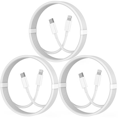 Picture of USB C to Lightning Cable 3Pack 6FT Type C Charger Fast Charging Cord Compatible for Apple iPhone 14/14 Pro/14Pro Max/13/13 Pro/12/12 Pro/11/11 Pro/XR/XS/X/8/8 Plus/iPad MFi Certified