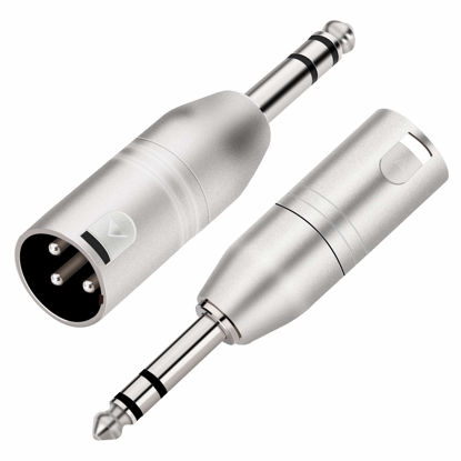 Picture of tisino 1/4" TRS to XLR Adapter, Balanced Quarter Inch 6.35mm Male to XLR Male Adapters - 2 Pack