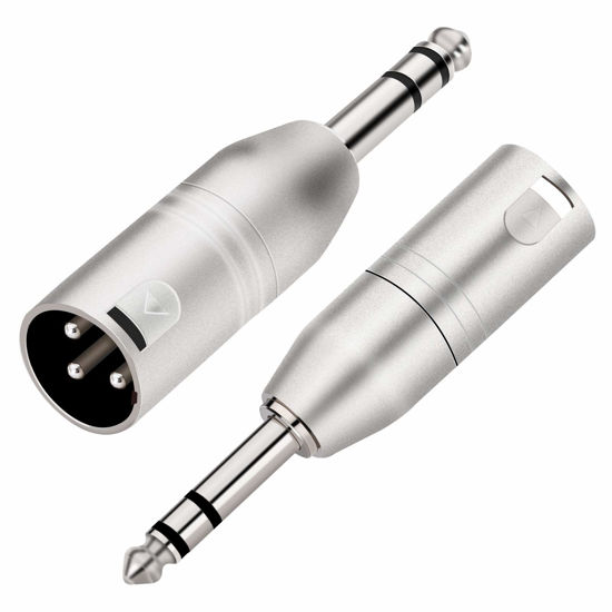 Picture of tisino 1/4" TRS to XLR Adapter, Balanced Quarter Inch 6.35mm Male to XLR Male Adapters - 2 Pack