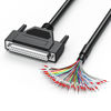 Picture of JUXINICE DB37 Female to Bare Wire with Cable Marker, DB37 Cable 26AWG-3.3FT, D-SUB 37-Pin Connector to Single end Cable with Terminal,Multicore 37 Wire All Provided with Wiring Terminals-Black