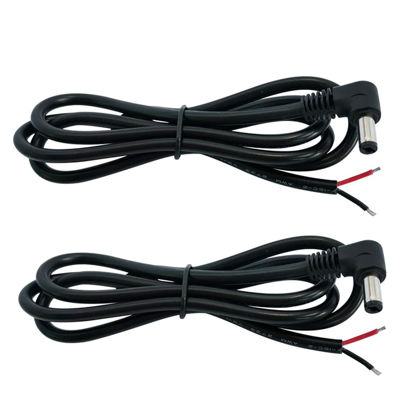 Picture of Jienk 2Pcs 3FT 16AWG Right Angle DC Power Pigtails Cable, 5.5mm x 2.5mm Male Barrel Jack Plug to Bare Wire Open End Repair Cable for CCTV Security Camera,DVR,LED Strip Light Power Supply Replacement