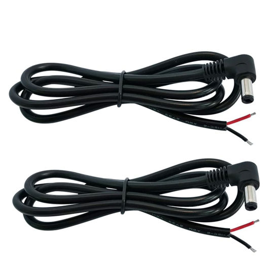 Picture of Jienk 2Pcs 3FT 16AWG Right Angle DC Power Pigtails Cable, 5.5mm x 2.5mm Male Barrel Jack Plug to Bare Wire Open End Repair Cable for CCTV Security Camera,DVR,LED Strip Light Power Supply Replacement