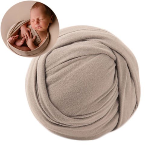 Picture of Zeroest Newborn Photography Outfits Props Stretch Wraps Newborn Photography Wrap for Baby Boys Girls Newborn Photoshoot Posing Wrap Blanket (Tan)