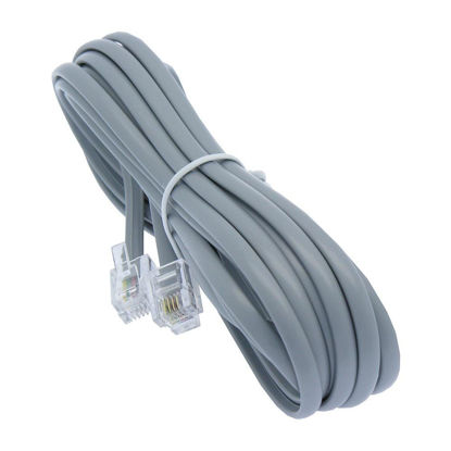 Picture of 14ft Heavy Duty RJ11 / RJ14 Silver Satin 4 Conductor Reverse Wired Telephone Line Cord by Corpco