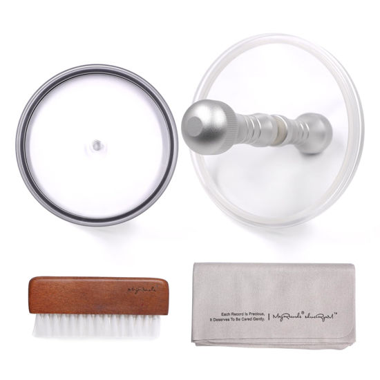Picture of sdroceRyaM EP/LP Vinyl Record Clean Label Saver Protector Waterproof Record Cleaner Clamp Care Aluminum Handle Acrylic Board Vinyl record Cleaning Brush and Cloth