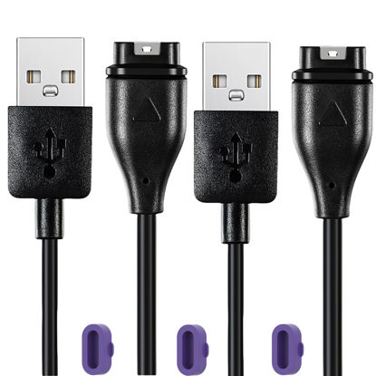 Picture of QHBAMD 2 Pack Charger for Garmin Forerunner 255/Active S/vivoactive 4S/Fenix 5X,Compatible with Garmin Instinct Tactical/Venu Sq/EPIX 2,USB A Charging Cable Dock Cord 3.3ft/1M