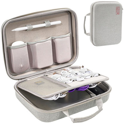 Picture of ProCase Hard Travel Electronic Organizer Case for MacBook Power Adapter Chargers Cables Power Bank Apple Magic Mouse Apple Pencil USB Flash Disk SD Card Small Portable Accessories Bag -XL, Grey