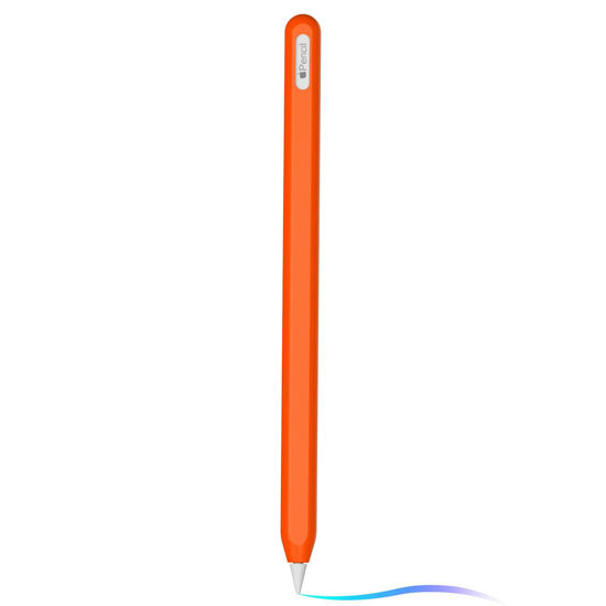 Picture of Ultra Thin Silicone Skin Cover Compatible with Apple Pencil 2nd Gen, Protective Silicone Case for iPad Pro 11 12.9 inch 2018 Pencil Case Shockproof Soft Silicone Sleeve (Orange)