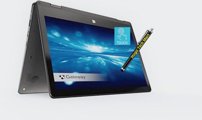 Picture of Gateway Newest Touchscreen 11.6 HD 2-in-1 Convertible Laptop in Black Intel N4020 4GB RAM 64GB SSD Mini-HDMI Webcam Hugo Tech Mart Pen Windows 11 S (Renewed)