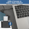 Picture of USB C to USB A Adapter (5 Pack); Inexpensive Economy Pricing for Bulk Purchases; Convert USB port for Laptop, Phone, Computer, Keyboard; USBC to USBA; USB-C Male to USB-A Female 2.0 Adapter