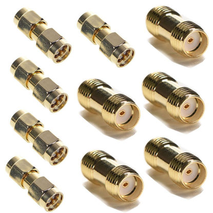 Picture of exgoofit SMA Male to SMA Male Plug Connector 5-Pack + SMA Female to SMA Female 5-Pack Jack RF Coaxial Adapter Connector