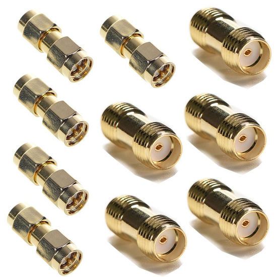 Picture of exgoofit SMA Male to SMA Male Plug Connector 5-Pack + SMA Female to SMA Female 5-Pack Jack RF Coaxial Adapter Connector