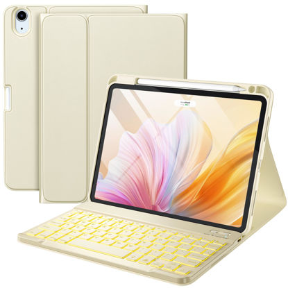 Picture of Harvopu Compatible for iPad Air 11-inch M2/ 10.9 Inch Air 5th 4th Generation Case with Keyboard - Backlit Detachable, Folio Cover with Pencil Holder for iPad Air 11 2024/ Air 5/ Air 4 (Starlight)