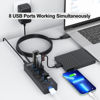 Picture of Powered USB Hub 3.0, 5Gbps Data Transfer 7 Ports and 12W Charging-only 1 Port with 5V/3A Power Adapter 4Ft Long Cable & Individual LED Switches for Laptop PC Flash Drive SSD HDD Keyboard Mouse...