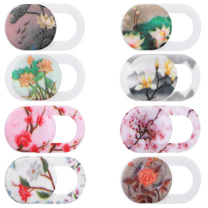 Picture of Yuanchu 8PCS Webcam Cover Slide,Flower Pattern 0.03in Thin Phone Camera Cover Laptop Computer Camera Cover Slide Blocker Slider Lens Cover Protector Protect Privacy Security Fits Desktop PC Tablet Pad