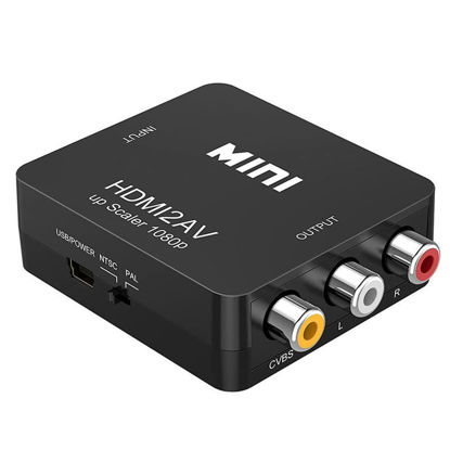 Picture of TXY Mini HDMI-Compatible to RCA AV/CVBS Composite Video AV Converter Adapter HDMI2AV for TV VHS VCR DVD (Black)