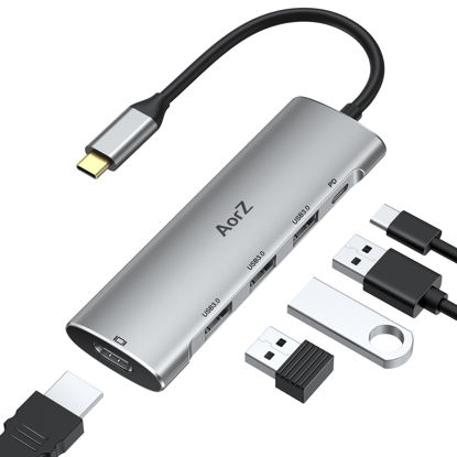 Picture of USB C Hub,USB C Hub Multiport Adapter 4K@60Hz AorZ 5 in 1 USB C to Hdmi Adapter with 1 * 4K HDMI Output, 3*USB 3.0 Ports,1*PD, Adapter for MacBook,Steam Deck and Most Type C Devices