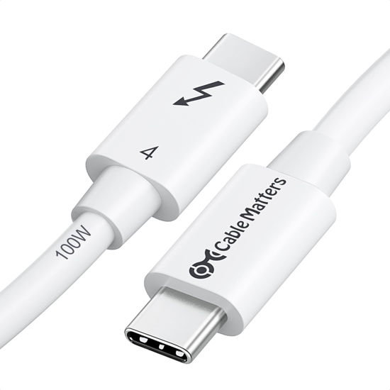 Picture of Cable Matters [Intel Certified] 40Gbps Thunderbolt 4 Cable 2.6ft with 8K Video and 100W Charging in White - 0.8m, Compatible with USB4, Thunderbolt 3 Cable and USB-C