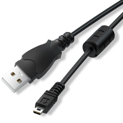 Picture of LEAGY 2.0 USB Digital Camera Cable, A to Mini-B 8-Pin USB Cable with Ferrites for Sony, Pentax, Panasonic, Nikon, Fujifilm Digital Camera, 6.6ft, Black