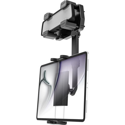 Picture of LFYCCIS Tablet Holder Car Rearview Mirror [Reinforced Four Buckles], Retractable Rearview Mirror Tablet Mount for iPad Pro/Air/Mini, Galaxy Tab, iPhone and More 4.7-12.9" Phone and Tablet