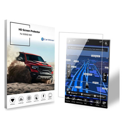 Picture of Carwiner Compatible with Dodge Ram HD Screen Protector 12 Inch 2019-2024 1500 2500 3500 Anti Glare Fingerprint Navigation Protection Tempered Glass Accessories (HD)
