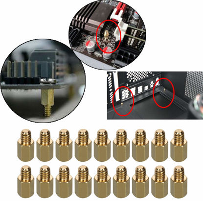 Picture of HanTof 6-32 Brass Motherboard Standoffs,ATX Case Standoffs, ATX Standoff for ATX Computer Case - 20 Pack