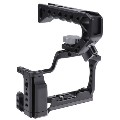 Picture of FocusFoto Camera Cage +Top/Side Handle Grip Kit, Aluminium Alloy Video Filmmaking Stabilizer Rig with Cold Shoe and 1/4" 3/8" Screw Mouting for Canon EOS M50 Mark II/M50/M5 Mirrorless Camera