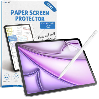 Picture of XIRON 2 Pack Paper Screen Protector for iPad Air 13 inch M2 2024, Matte PET Film for iPad Air 13-inch 2024, Write and Draw Like on Paper, Anti-Glare Screen Protector