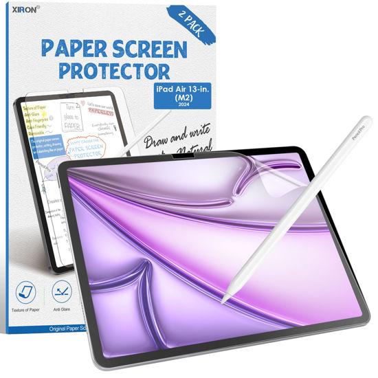 Picture of XIRON 2 Pack Paper Screen Protector for iPad Air 13 inch M2 2024, Matte PET Film for iPad Air 13-inch 2024, Write and Draw Like on Paper, Anti-Glare Screen Protector