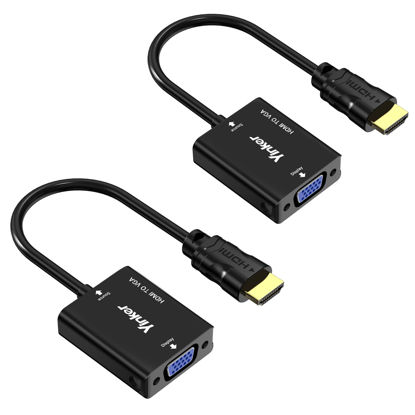 Picture of Yinker HDMI to VGA Adapter 2 Pack, HDMI to VGA Converter Gold-Plated Male to Female, Duplicate Extend Screen for Computer Desktop, Monitor, Projector, HDTV, Chromebook