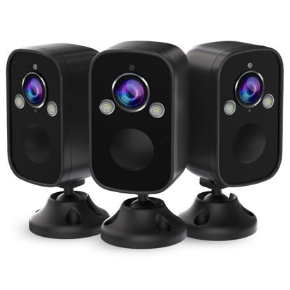 Picture of Security Cameras Wireless Outdoor for Home Security, 2K Battery Powered Surveillance Indoor Camera w/Spotlight Siren Alarm, Color Night Vision, AI Motion Detection, 2-Way Talk, Cloud/SD(3 Pack)