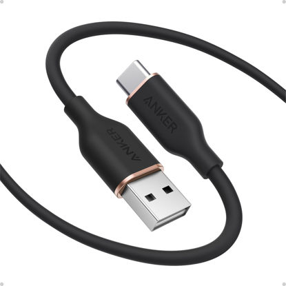 Picture of Anker Car Carplay Cable for iPhone 15/16/16 Pro Max/Plus Cable, USB A to USB C Flow Cable, Type C Charger Cord for Samsung S23/S22 and More (USB 2.0, 6FT, 2Pack, Black)