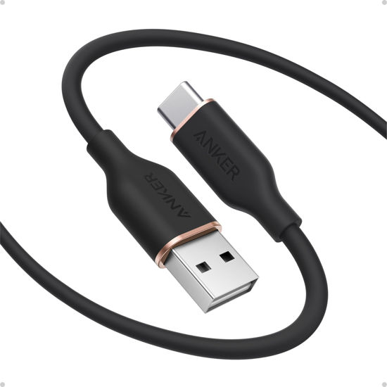 Picture of Anker Car Carplay Cable for iPhone 15/16/16 Pro Max/Plus Cable, USB A to USB C Flow Cable, Type C Charger Cord for Samsung S23/S22 and More (USB 2.0, 6FT, 2Pack, Black)