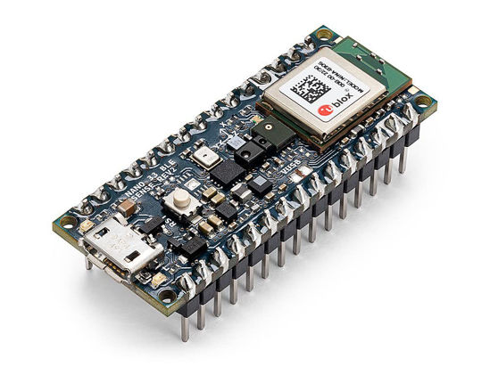 Picture of Arduino Nano 33 BLE Sense Rev2 with Headers [ABX00070] - AI Microcontroller with Sensors, Bluetooth, for Wearables, Gesture & Voice Recognition