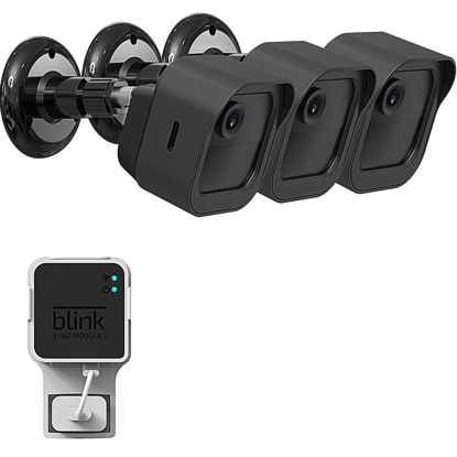 Picture of 3 Pack Wall Mount for Blink Outdoor 4 (4th Gen) with Weatherproof Protective Housing and Blink Sync Module 2 Mount (Blink Camera & Sync Module is Not Included,)