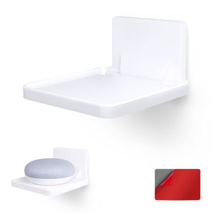 Picture of BRAINWAVZ Drill Free Wall Mount Shelf for Security Cameras, Baby Monitors, Speakers & More, Universal Holder, Strong Adheasive, Easy to Install, No Mess, Screwless (White)