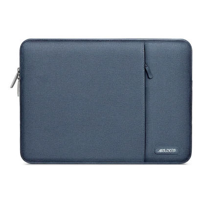 Picture of MOSISO Laptop Sleeve Bag Compatible with MacBook Air 15 inch M3 A3114 M2 A2941 2023 2024 / Pro 15 inch A1990 A1707, Surface Laptop 15, Dell XPS 15, Polyester Vertical Case with Pocket, Haze Blue