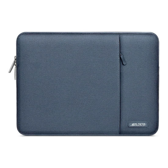 Picture of MOSISO Laptop Sleeve Bag Compatible with MacBook Air 15 inch M3 A3114 M2 A2941 2023 2024 / Pro 15 inch A1990 A1707, Surface Laptop 15, Dell XPS 15, Polyester Vertical Case with Pocket, Haze Blue