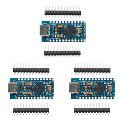 Picture of HiLetgo 3pcs Pro Micro ATmega32U4 5V/16MHz Type-C Module with Pin Headers Compitable with Arduino