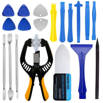 Picture of Haojiaho 19 PCS Phone Screen Repair Kit, Suction Cup Pliers Opening Repair Kit, Ultra-Thin Prying & Open Tool for iPhone, Laptop, iPad, Cell Phone, MacBook, Tablet, Computer, Electronics Repair