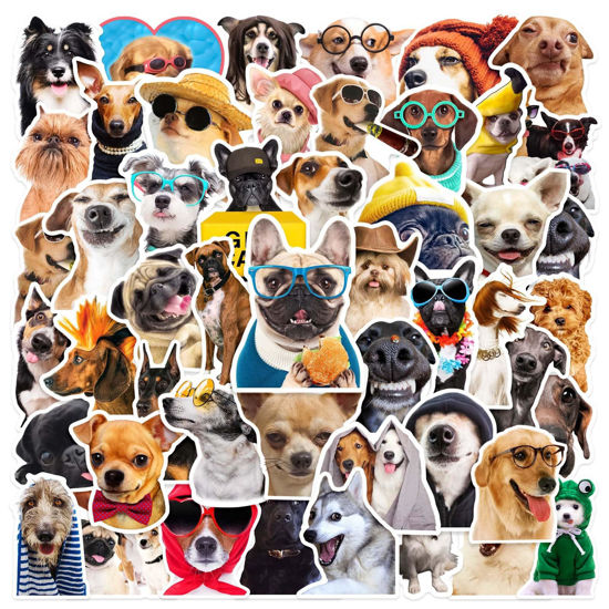 Picture of Aigemumy 50 PCS Funny Dog Stickers Cute Animal Sticker for Journaling Laptop Scrapbook Water Bottles Guitar Suitcase Phone Snowboard Waterproof Vinyl Gifts for Women Girl Kids Adult Teens
