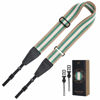 Picture of Padwa Lifestyle Adjustable Stripes Camera Strap - 2" Wide Top Layer Cowhide Head Camera Straps for Photographers, Adjustable Soft Cotton Rope Weave Neck & Crossbody Strap Quick Release for All Cameras