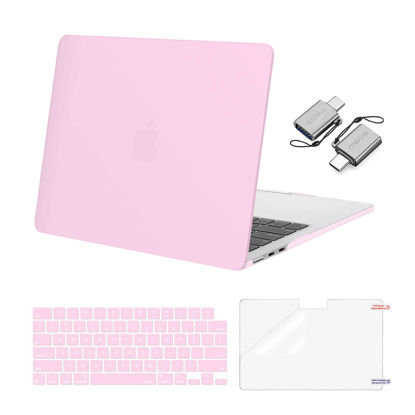 Picture of MOSISO Compatible with MacBook Air 13 inch Case 2025 2024 2023 2022 M3 A3113 M2 A2681, Plastic Hard Shell&Keyboard Cover&Screen Film&Type C Adapter for MacBook Air 13.6 inch Case, Dusty Pink