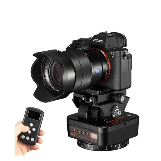 Picture of ZTFON YT-1000 Auto Motorized Rotating Panoramic Head Remote Control Pan Tilt Video Tripod Head Stabilizer for Smartphone Cameras