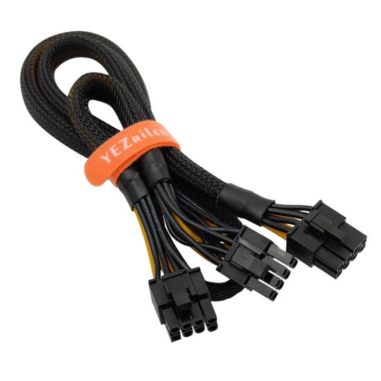 Picture of YEZriler 8 Pin PCIe Cable for EVGA Power Supply, PCIe 8 Pin Male to Dual 8 Pin (6+2) Male PCI Express Power Adapter Sleeved 25-inch+9-inch (63cm+23cm)