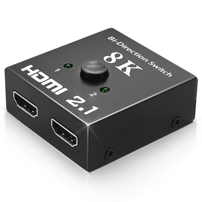Picture of 8k HDMI Switch 2.1 HDMI Switch 4k120/8k60hz, HDMI 2.1 Splitter for Dual Monitors 2 in 1 Out Bi-Directional Switcher 48Gbps for PS4. PS5,Xbox and More