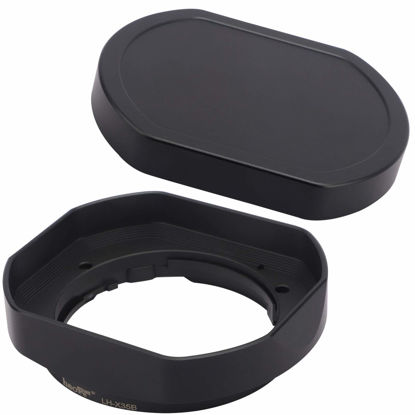 Picture of Haoge LH-X35B Metal Square Bayonet Lens Hood for Fujinon XF35mmF2 R WR XF23mmF2 R WR XC 35mm F2 (XC35mmF2), Fuji 35mm F2 Hood, 23mm F2 Lense Hood, with Metal Front Cap, Replaces LH XF35 2 Hood